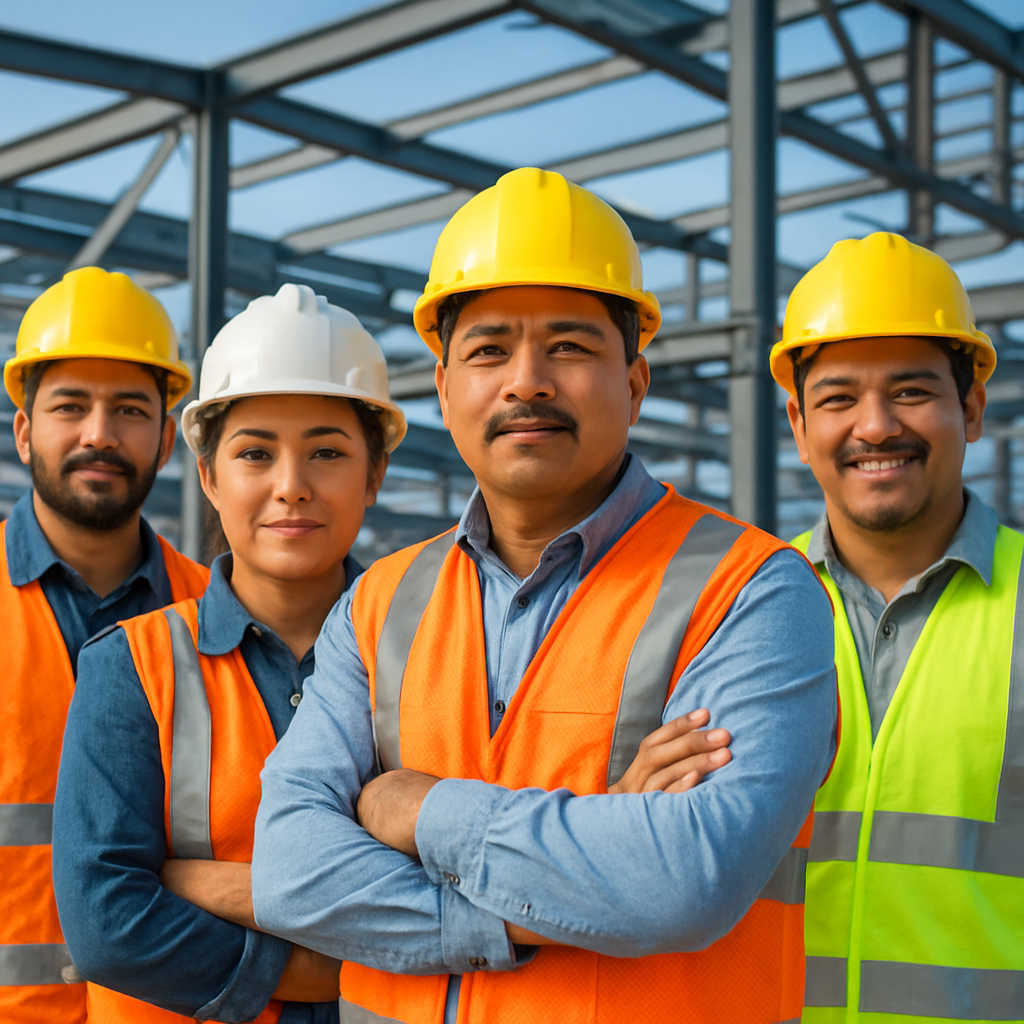 Equipo de ingenieros de IMAGA frente a un proyecto de construcción